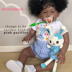 24inch Reborn Doll w/ Cloth Body & Implanted Hair Different Pacifier