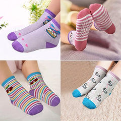 12 Pairs Kids Anti-Skid Crew Socks Breathable Comfy Children's Socks