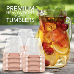 Rose Golden Disposable Plastic Cups for Parties Weddings - 9oz - Pack of 6