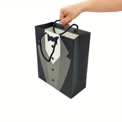 3D Tuxedo Satin Bow Tie Gift Bags for Wedding Groomsmen