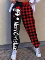  Christmas Colorblock Monster Print Joggers