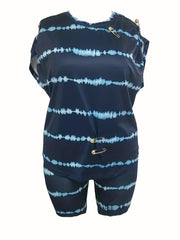  Tie Dye Paper Clip Crop Top & Shorts Set