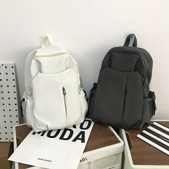 Solid Travel Backpack Lightweight Nylon School Bag Preppy Style Laptop