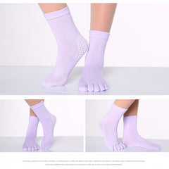 Rainbow Non-slip Yoga Socks Cozy 5 Toes Knitted Calf Crew Socks