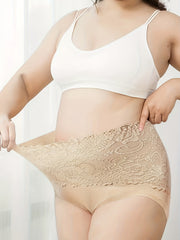 4 Pack Plus Size Lace High Waisted Comfort Panties Set