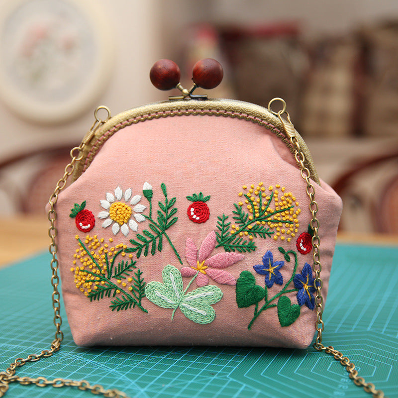 Golden Shoulder Bag DIY Material Customized Embroidered Art