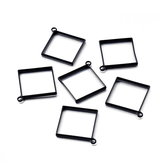 10Pcs Thin Square Rectangle Hollow Frame Pendant Charm for DIY Jewelry Making