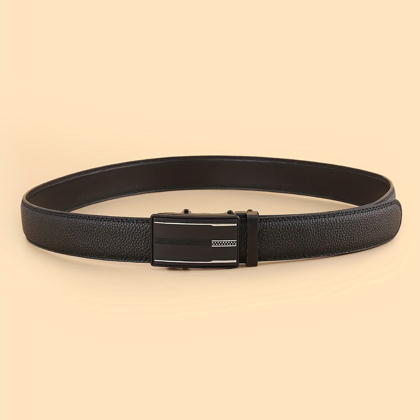Men's Extended Automatic Buckle Leather Belt for Jeans and Suits