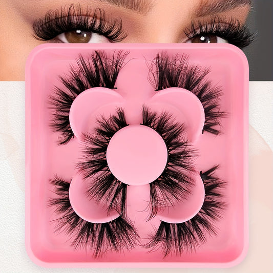 3 Pairs Fluffy Faux Mink Eyelashes for Cat Eye Look