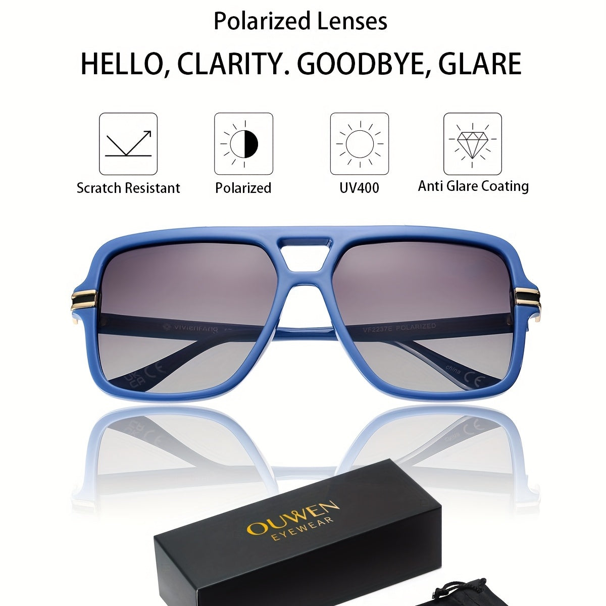OUWEN Polarized Aviator Sunglasses Men Women UV Protection Y2K Sunshade Glasses