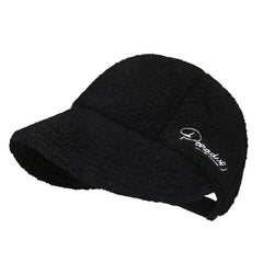 Letter Embroidery Baseball Cap Lamb Wool Winter Fisherman's Hat