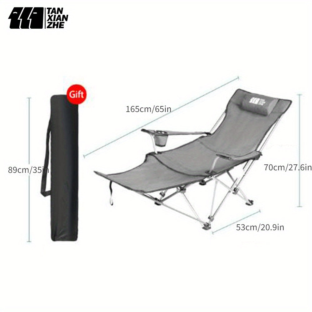 Compact Folding Camping Chair with Footrest and Cup Holder