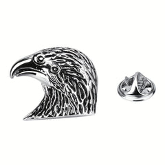 Silver Retro Eagle Head Brooch Men Jewelry Gift Pin Suit Collar Pin Metal Corsag