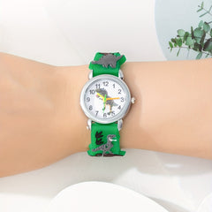 Dinosaur Print Round Dial Quartz Watch for Kids Gift