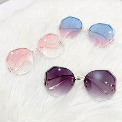 Ombre Rimless Sunglasses Round Gradient UV400 Sun Shades