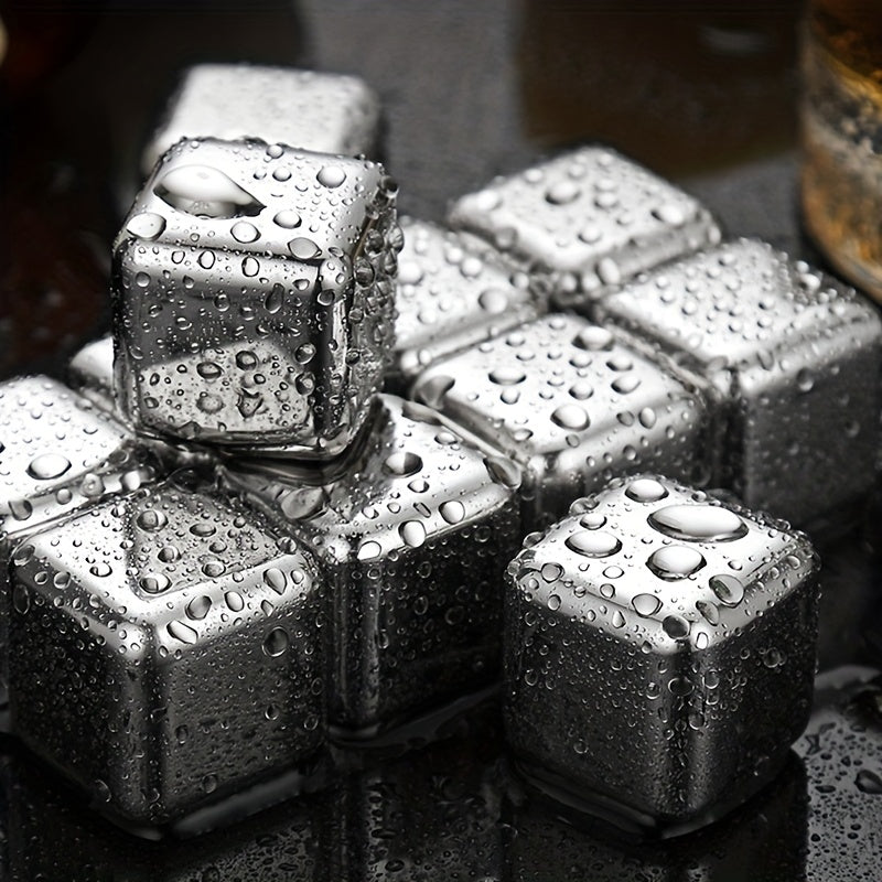 3pcs Stainless Steel Ice Cube Reusable Chilling Whiskey Stones