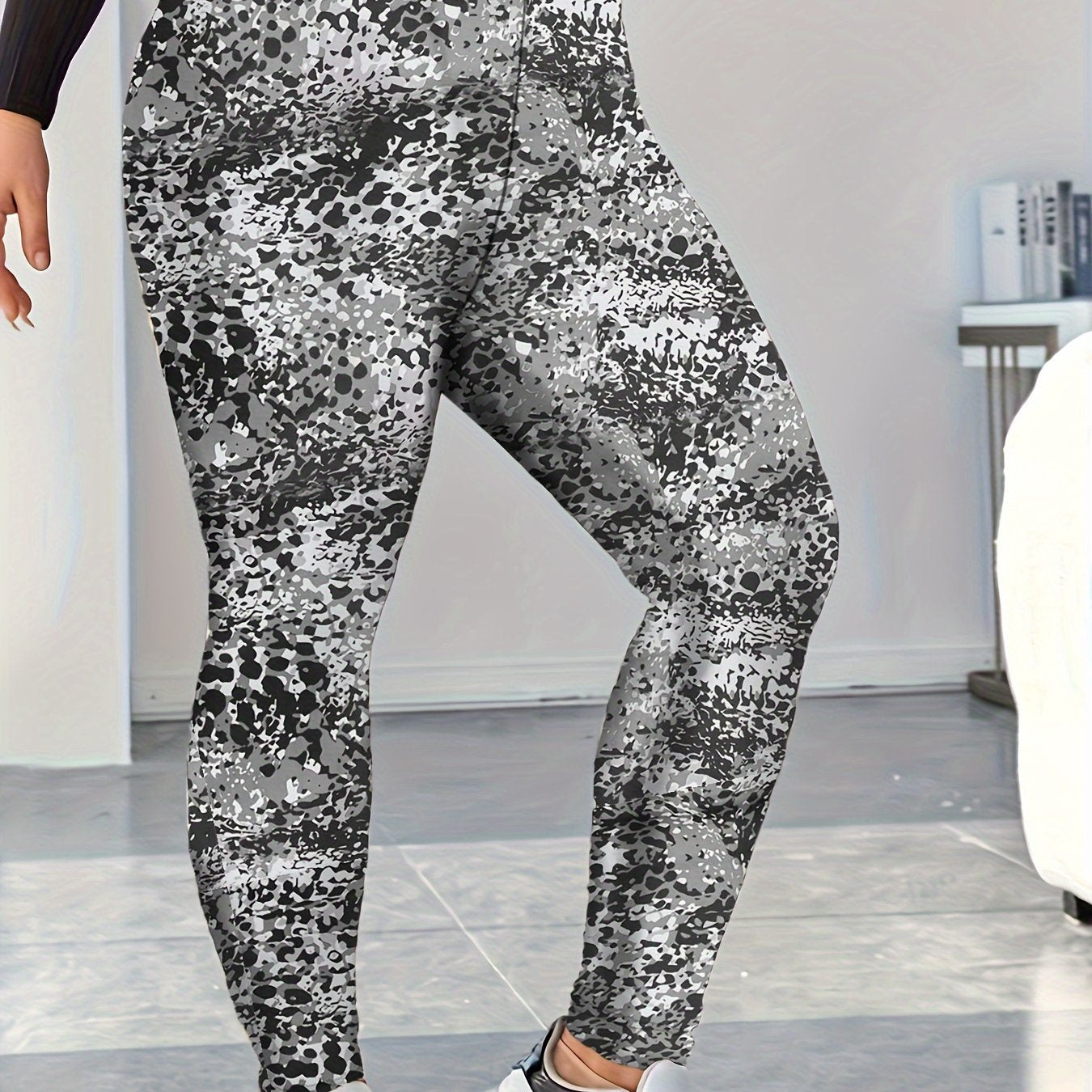  Splash Painting Print High Rise Skinny Trousers