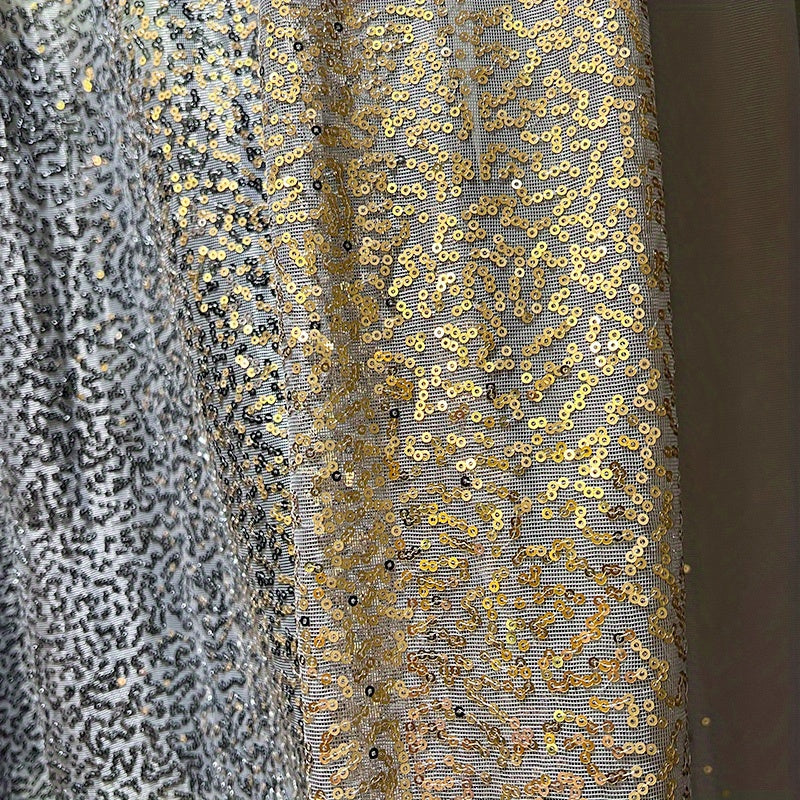 Golden Gradient Sequin Tulle Curtains for Living Room