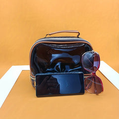 Portable Faux Leather Makeup Bag Waterproof Cosmetics Storage