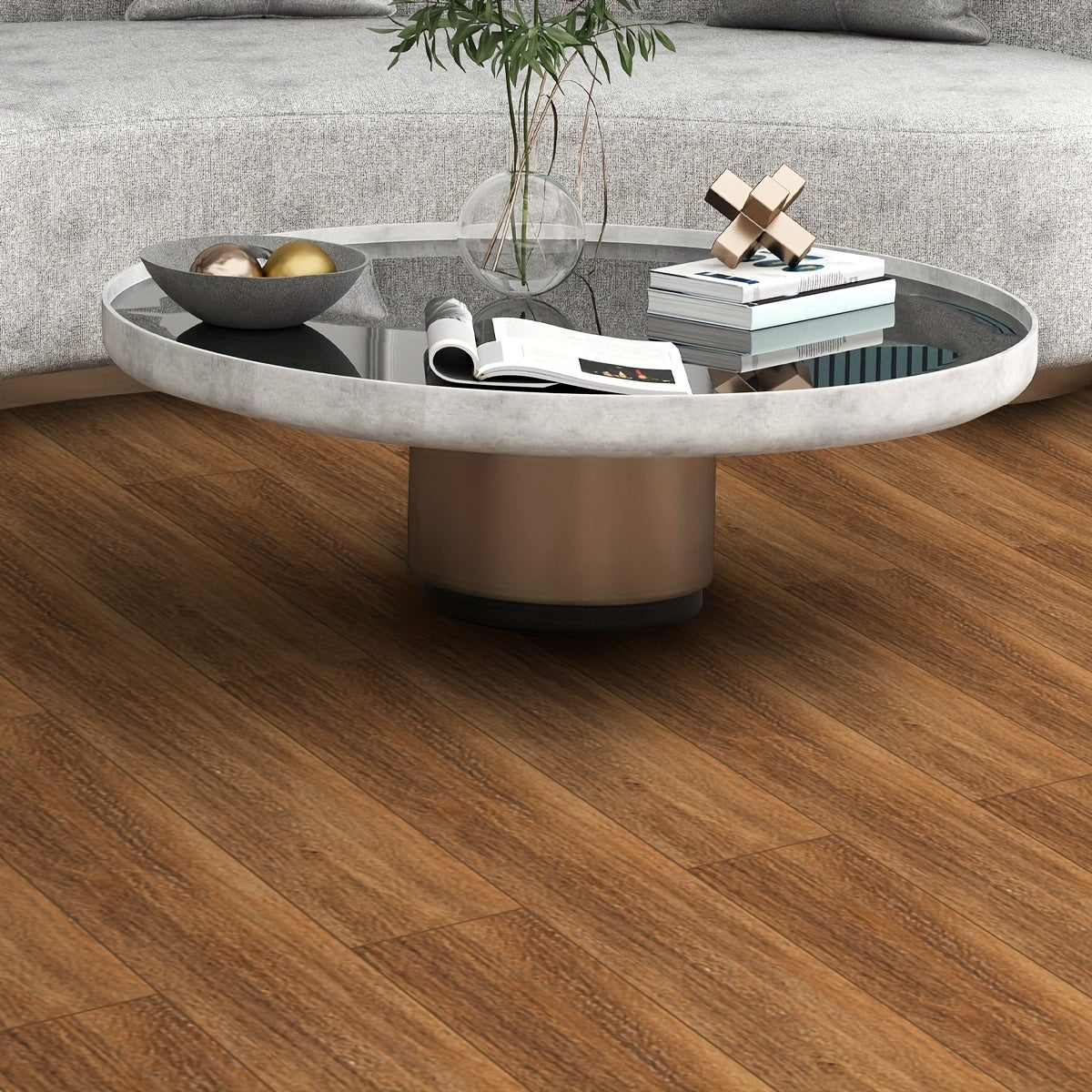 Wood Grain Print Waterproof Floor Sticker 119x18cm