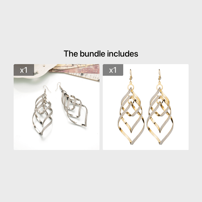 Metal Layered Swirling Geometric Earrings Long Pendant Hook Earrings