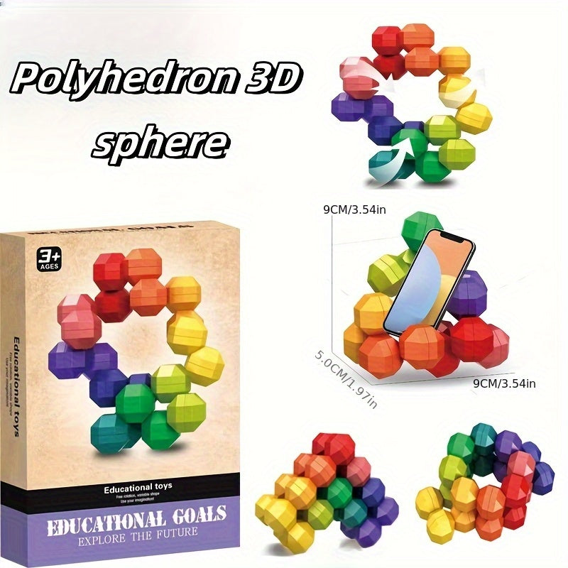 Autism Sensory Fidget Toy 3D Polyhedron Rainbow Ball - Perfect Christmas Gift