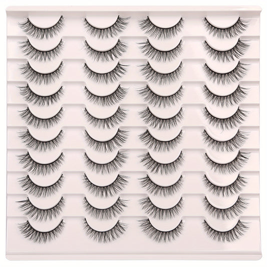 20 Pairs Natural Look Cat Eye Lashes 3D Light Volume Fluffy Eyelash Extension