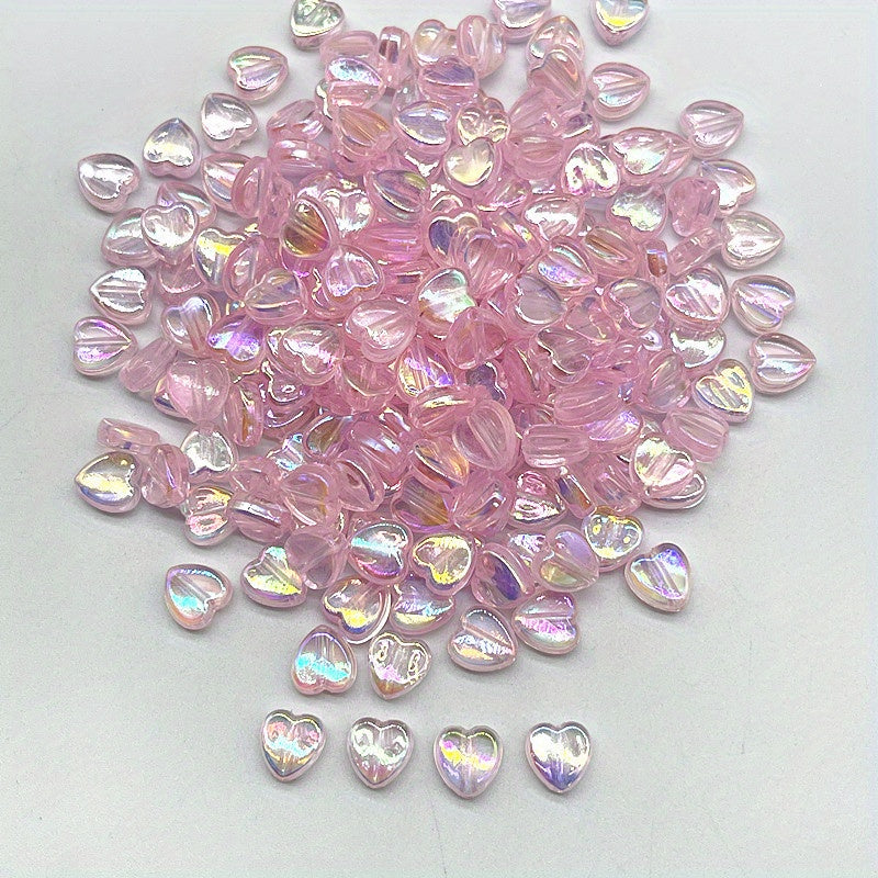 100pcs 8mm AB Heart Shape Acrylic Beads for Jewelry Making