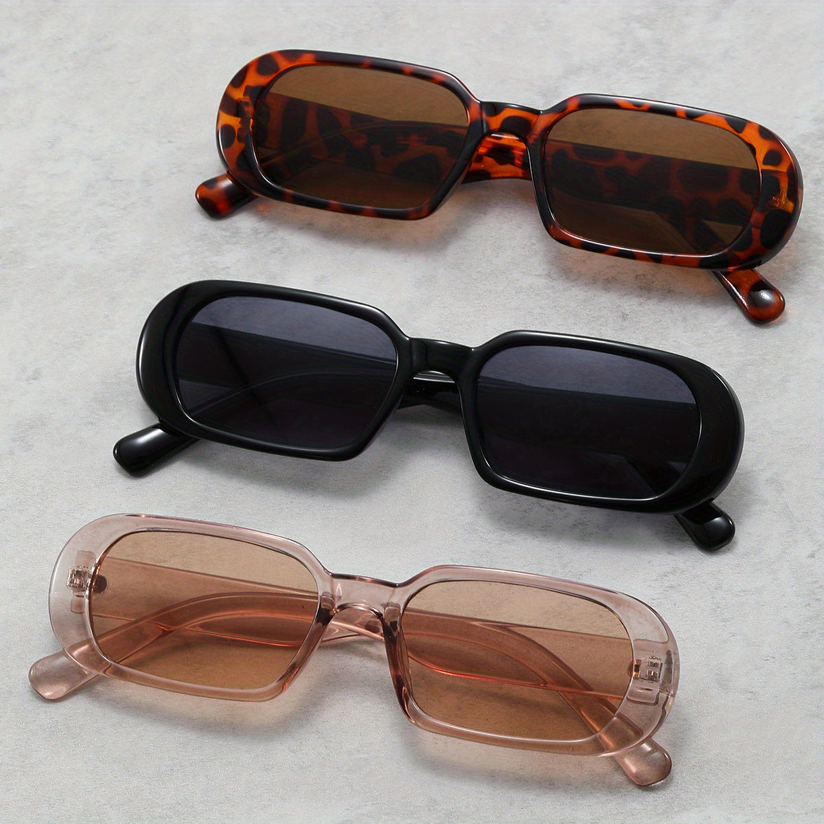 3 Pairs Vintage Square Frame Sunglasses Unisex Sports Driving Fishing Glasses
