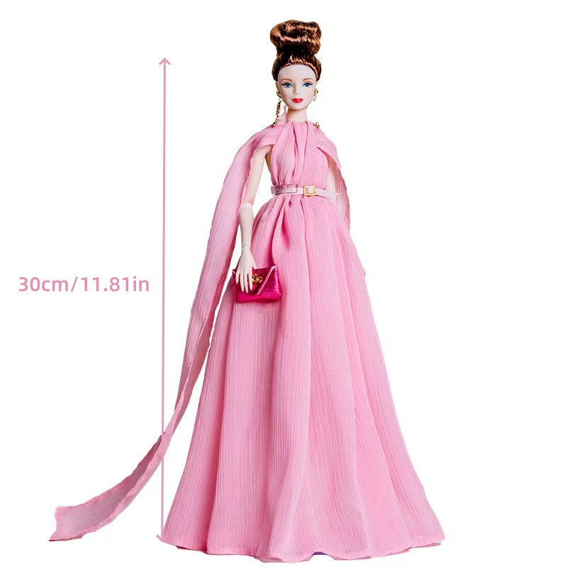 Elegant Long Gown Set with Handbag, Belt & Shoes