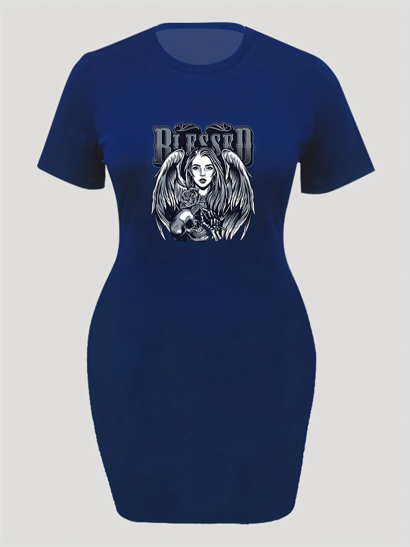  Goth Dress Women's Plus Cartoon Figure & Skull Print Dress