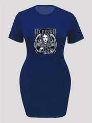  Goth Dress Women's Plus Cartoon Figure & Skull Print Dress