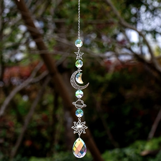 Bird Crystal Pendant Moon Sun Catcher Wind Chime Garden Decor