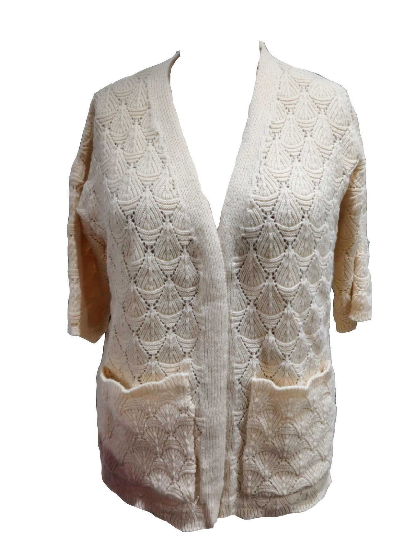  Eyelet Embroidered Cardigan with Pockets