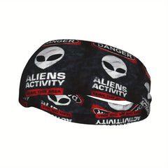 Alien Sports Headband Red Accents Aliens Graphic