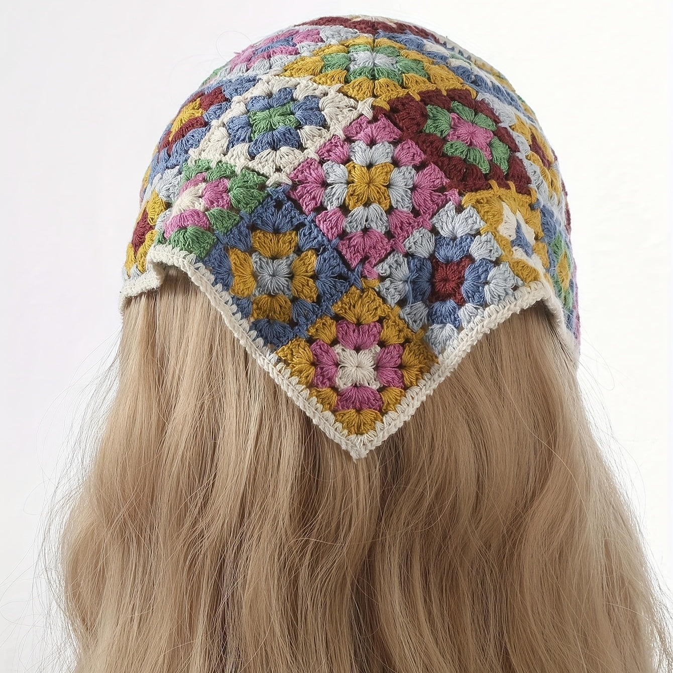 Colorful Knitted Bandana Flower Pattern Crochet Boho Style Headband