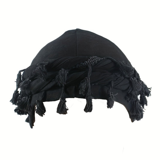 Vintage Twist Head Wraps Turban With Tassel for Men