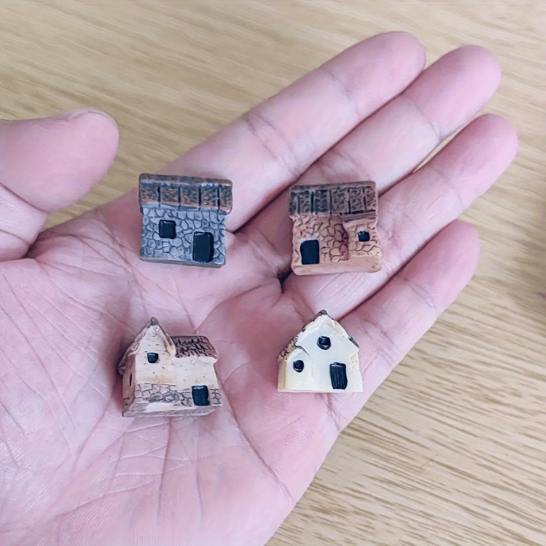 16pcs Rustic House Set for Garden Resin Bonsai Accessories