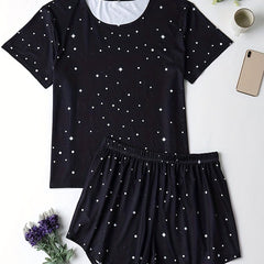  Star Print Tee & Shorts Pajama Set