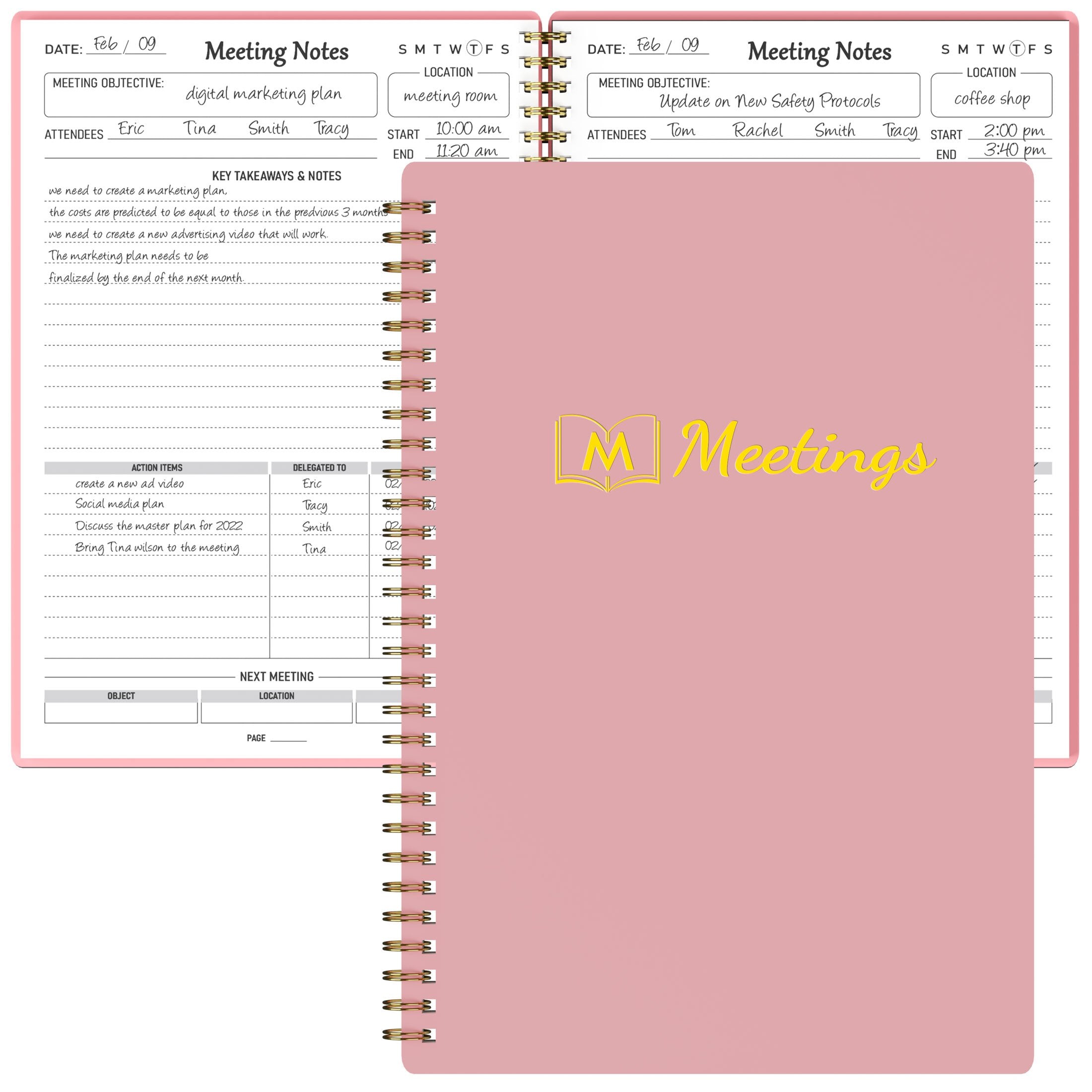 Meeting Notebook For Work Action Items Planner Office Business Notes Organizer