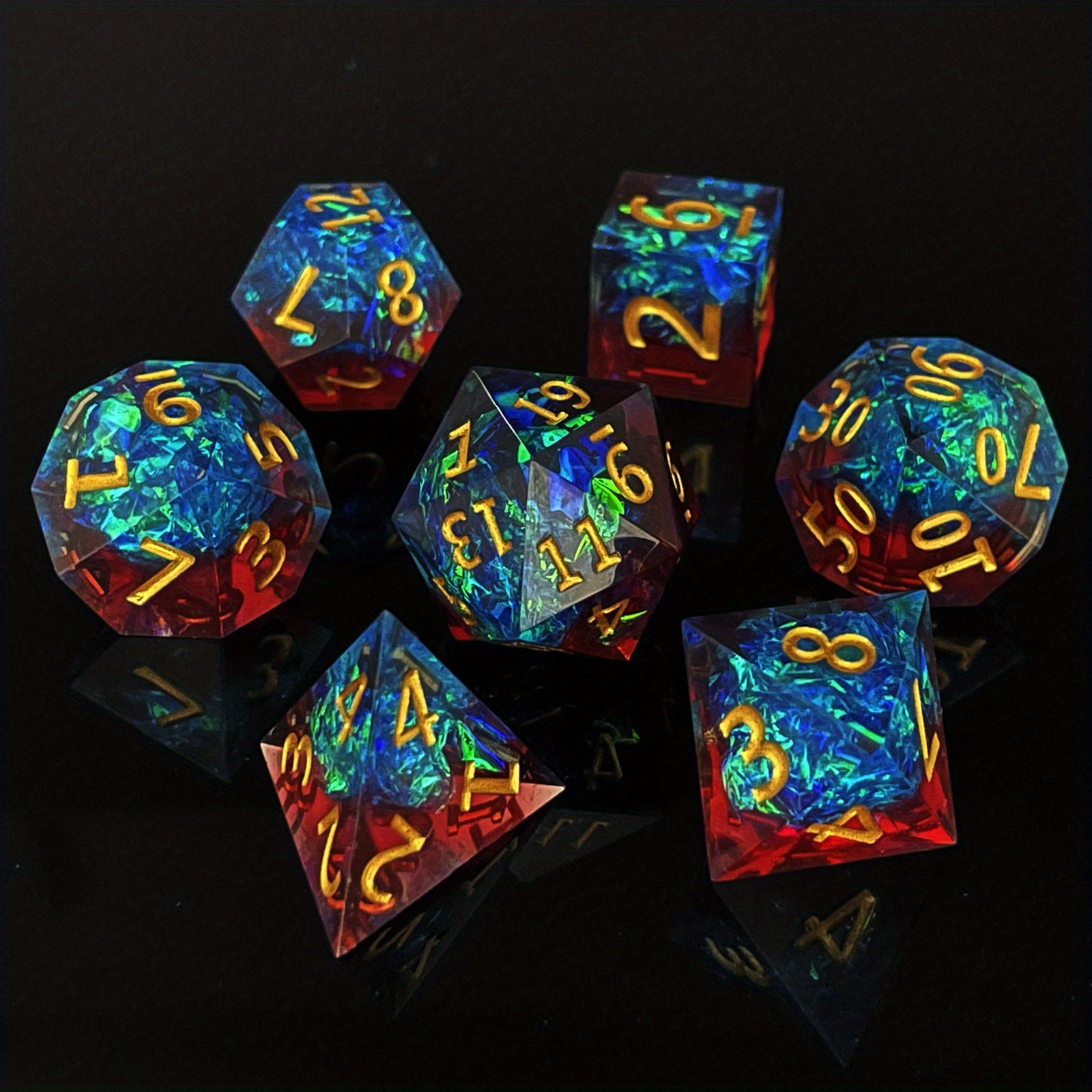 7pcs Epoxy Resin Sharp Dice Mini Game Accessories