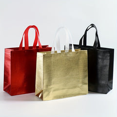 12pcs Golden Reusable Grocery Bags Shopping Tote Bag With Handle