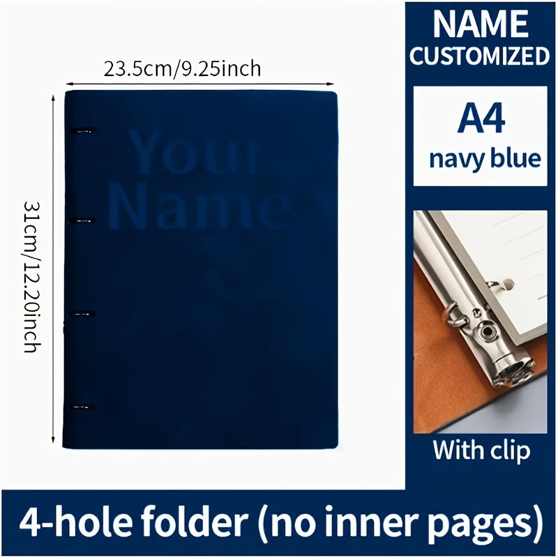 Personalized PU Leather Binder with Custom Engraved Name