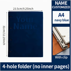 Personalized PU Leather Binder with Custom Engraved Name
