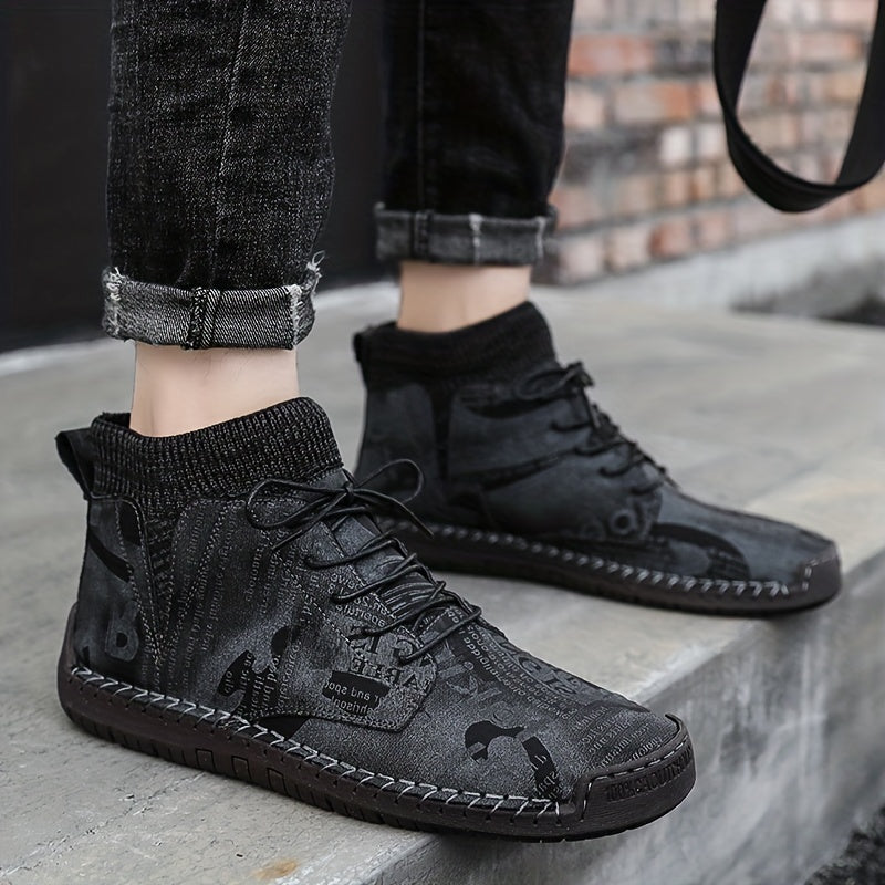 Men's Faux Leather Ankle Top Boots for Climbing Trekking
