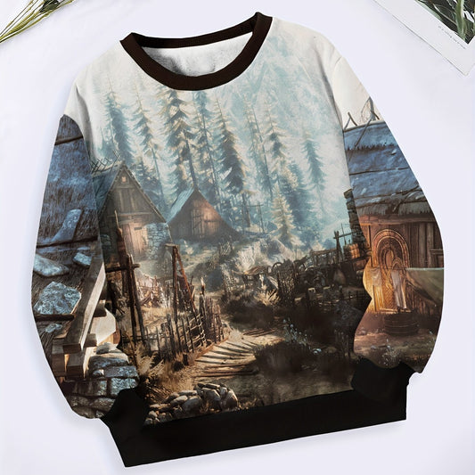 Snowy Town Crew Neck Sweatshirt for Boys Girls