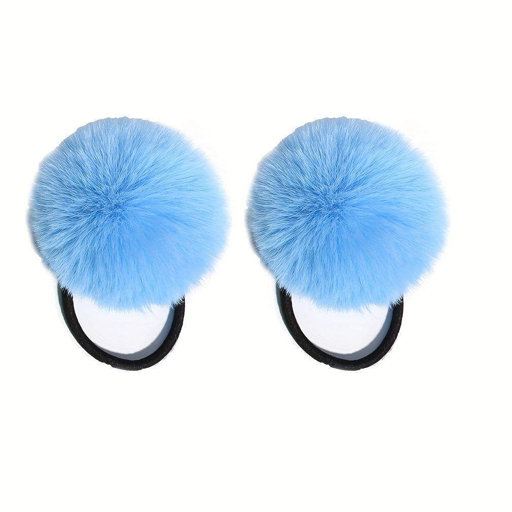 2pcs Colored Velvet Ball Hair Tie Set, No Hair Damage, Hair Rope for Women Girls