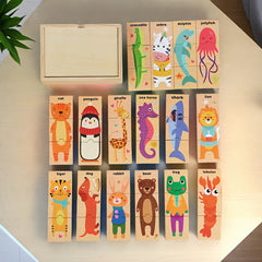 Wooden Animal Recognition Puzzle with 16 Animals