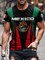 Mexico Eagle Print Men's Short Sleeve T-shirt Graphic Tee