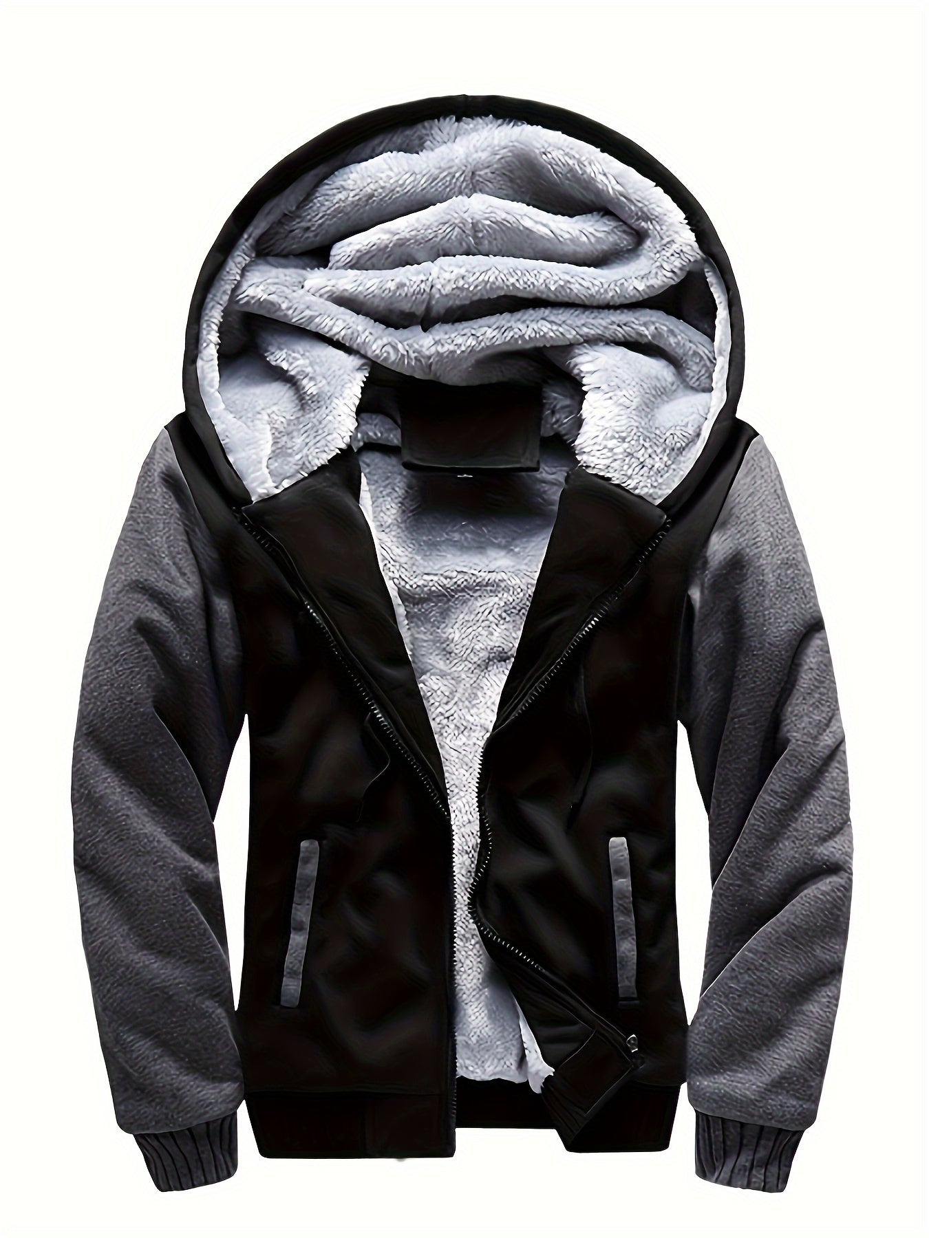 Men's Plush Fleece Hooded Jacket